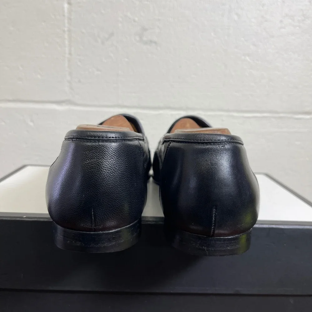 Santoni 421503 Black Leather Kiltie Tassel‎ Loafers Dress Shoes Men's 11.5 EE